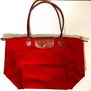Medium Red Longchamp Le Pliage  Tote Bag